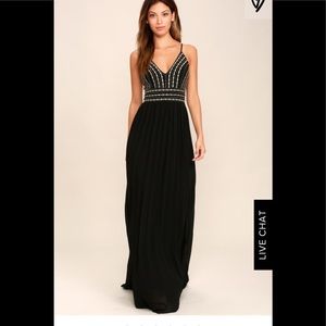 Lulus Glamorous Gala Black Embroidered Maxi Dress